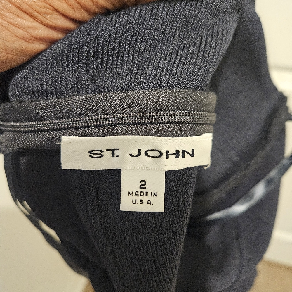 St John Navy Blue Knit Cocktail Dress. #00013 - Picture 7 of 9
